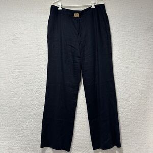 Chaps Women's Navy Blue BARBADOS‎ 100% Linen Pants Size 14